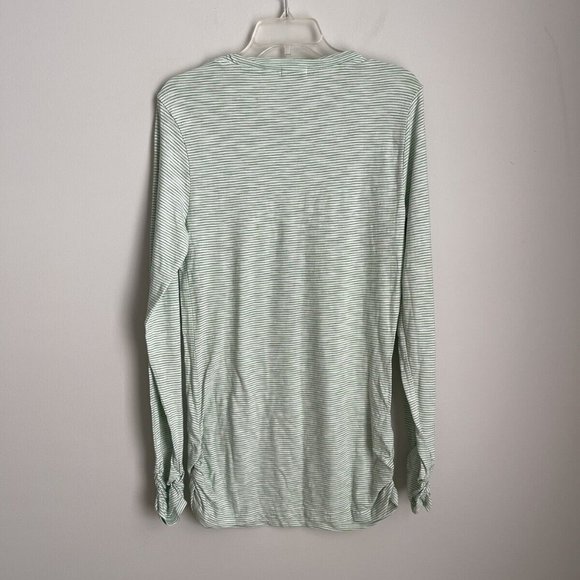 Mododoc Sundance Green Striped Top with Ruched Long Sleeve - Picture 3 of 6